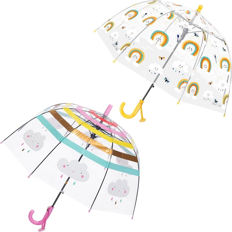 RONIARE 2 Pack Kids Clear Umbrellas for Rain Dome Bubble Umbrella Windproof for Toddler Boys Girls - Image 1